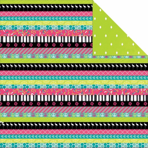BoBunny 12x12 scrapbooking paper Forever Young collection Heart 2 sheets