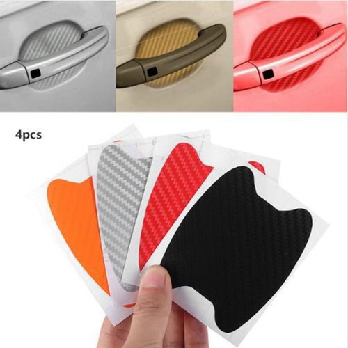 4x Car Door Handle Anti-Scratch Protective Film Stickers Plastic Carbon Fiber