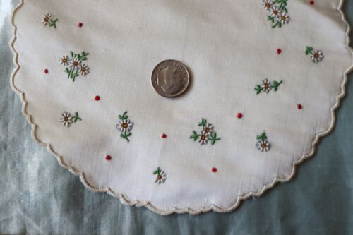 Antique 19thC Victorian Tiny Scale Hand Embroidered Floral Silk 6" Round 