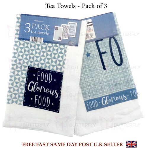 3 PACK VELOUR 100/% COTTON TEA TOWEL KITCHEN CLEANING DISH CLOTH 2 PACK XMAS SET
