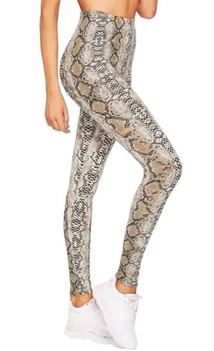 Femmes Serpent Imprimé Taille Haute Legging Femme Extensible Pleine Longueur Gym Pantalon