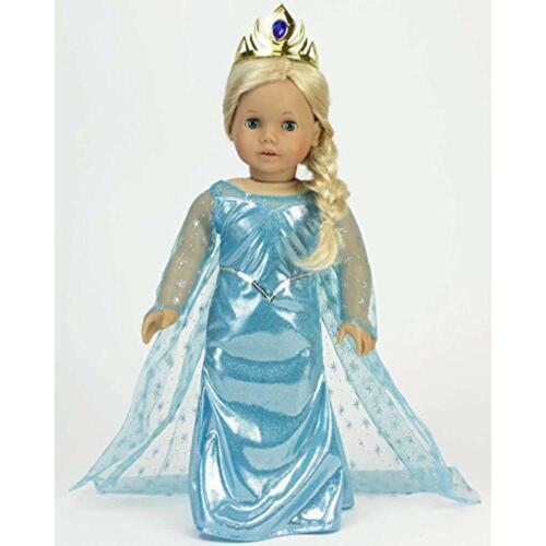 New 18/" Doll Ice Princess Dress with Cape /& Gold Tiara by Sophia/'s