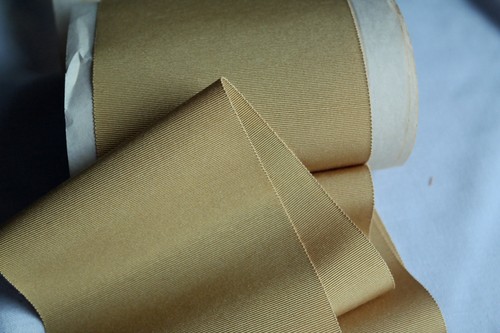1 yard of 4 1//4/" vintage cotton silk gold yellow petersham ribbon hat dress