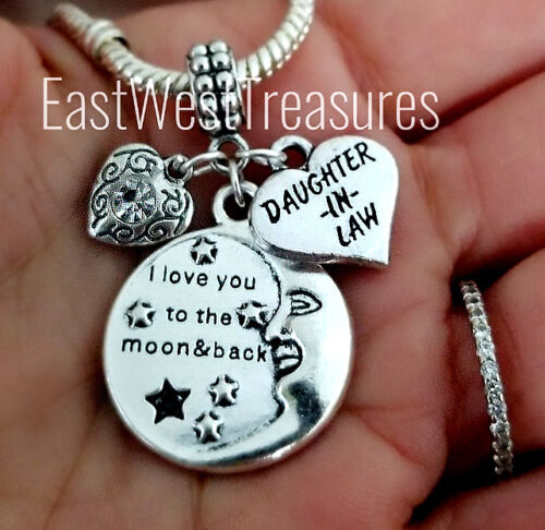 Daughter In Law charm bracelet necklace jewelry gift from in Laws 