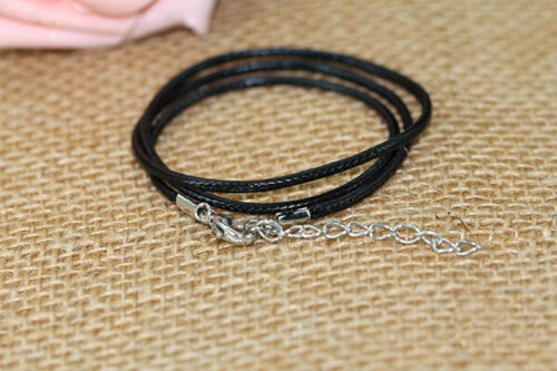 Black Leather Wax Rope Cord Necklace Pendants DIY Chain Finding String Jewellery 