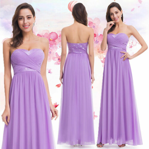 Ever-Pretty Strapless Long Bridesmaid Dresses Lavender Evening Prom Gowns 07057 