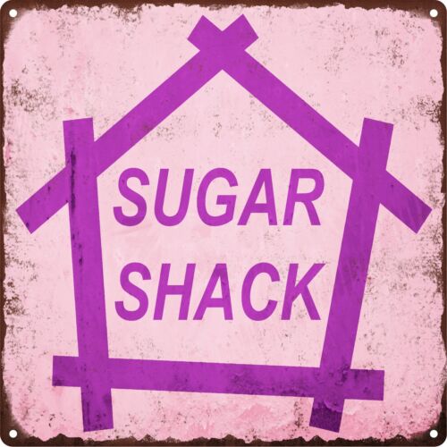 SUGAR SHACK Purple Pink Metal Sign Vintage Look Rustic Retro Chic Art 5x12 SS25