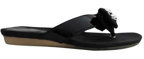 New NIB Coach Sylvia Embellished Crystal Flip Flop Slides Sandal Signature Black