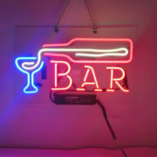 14"x7"Bar Bottle Martini Neon Sign Light Handcraft Artwork Beer Pub Wall Hanging 