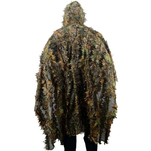 Camo 3D Leaf cloak Yowie Ghillie Breathable Open Poncho Type Camouflage Bir W2U6