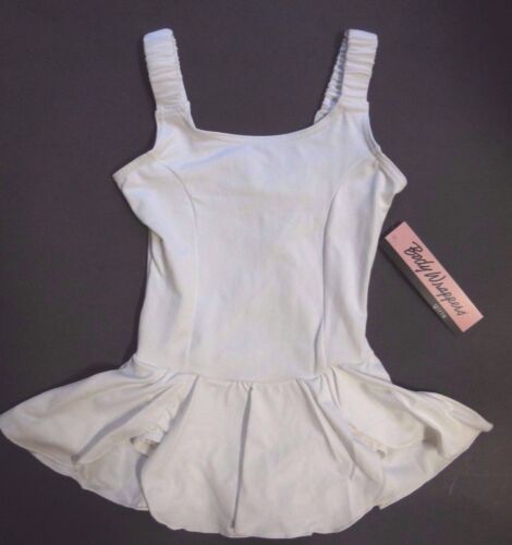 NWT Body Wrappers GIRLS BALLET DANCE DRESS Tank Leotard Skirt Attached White3005 