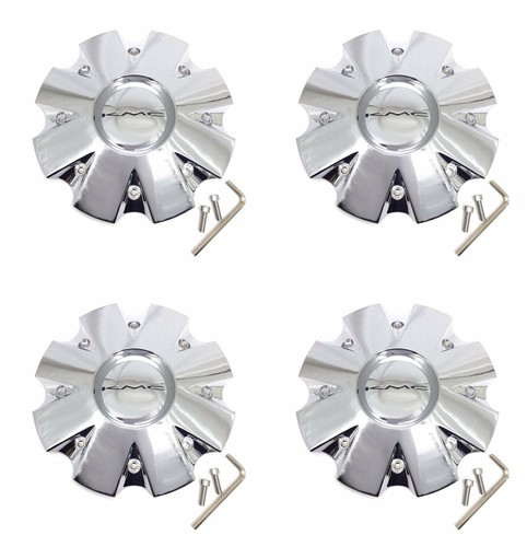 4 KMC Wheels Chrome Wheel Center Hub Caps 5//6Lug KM651 Slide