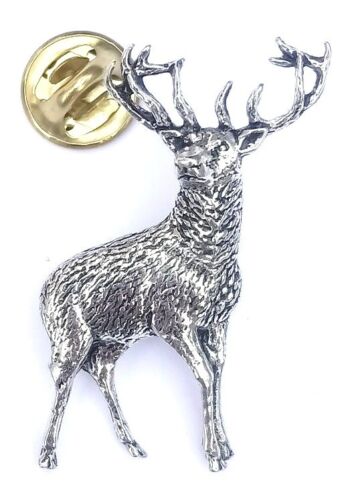 STANDING STAG Hand Made in UK Pewter Lapel Pin Badge 