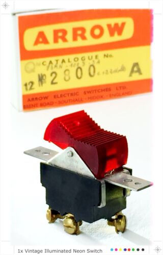 COOL VINTAGE 1960s ILLUMINATED NEON ROCKER SWITCH 10a 250v NEW OLD STOCK SPST 