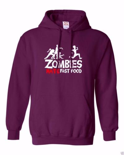 NW MEN PRINT ZOMBIES HATE FAST FOOD FUNNY HIPSTER HOODED JACKET PULLOVER HOODIE