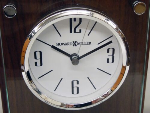 GLASS AND WOOD CONTEMPORARY TABLE CLOCK BY HOWARD MILLER 645-776 AMHERST