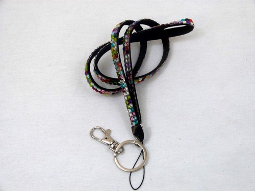 CORDINO e Diamonte Bling Strass in Cristallo Cinturino Collo ID Card chiave Badge Holder