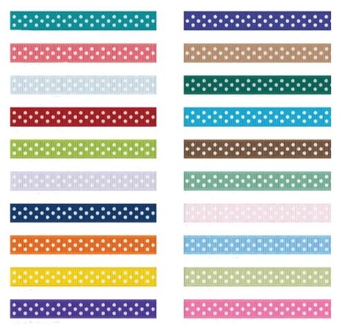 various colours 10mm x 25 metre Full Roll Grosgrain ribbon Polka Dot dots spot 