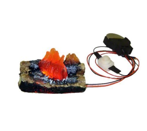 Dollhouse Flickering Fireplace or Camping Fire Logs Battery Op 1:12 Miniatures