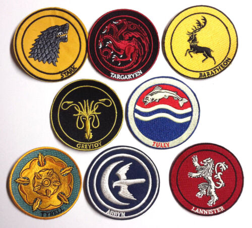 Game of Thrones House Logo 3/" Embroidered Patch Set of 8-USA Mailed GTPA-Set-8