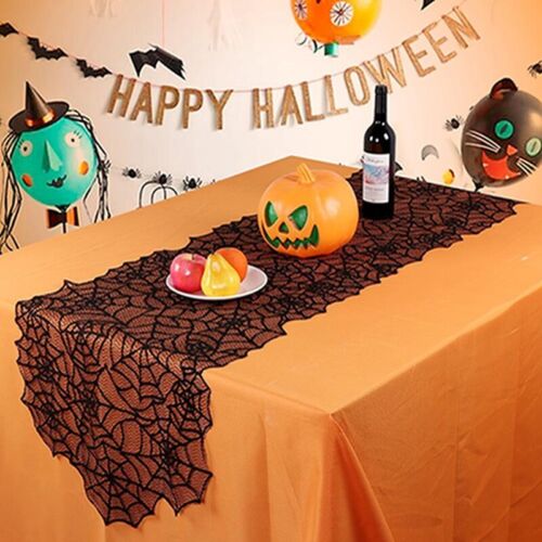Halloween Table Runner Spider Web Lace Table Cloth Cover Party Table Decor FI
