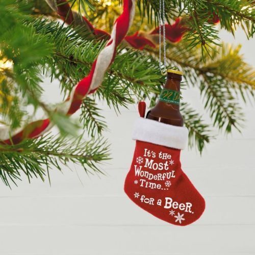 Beer Time Stocking 2017 Hallmark Ornament Santa North Pole Brewski