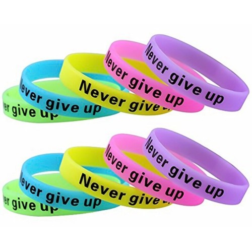 Never Give Up Luminous Bracelet Silicone Glow in the Dark Wristband Unisex Rage