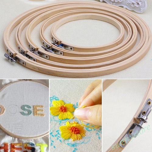 1x 13-34 cm Bambus Handstickerei Kreuzstich Ring Hoop Frames Holz Stickrahmen