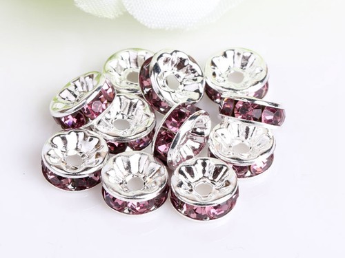 100 Argent Cristal Strass Blotter Entretoises Perles 6 mm 8 mm 10 mm Choix De Couleurs