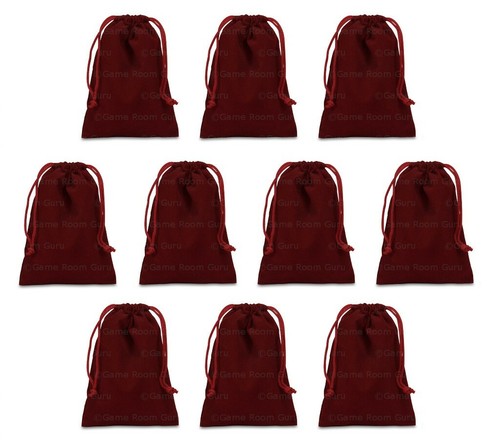 Burgundy 10 New 3/" x 4/" Velveteen Cloth Dice Bags RPG Fabric Dice Pouch