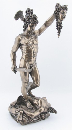 Figurine Perseus Méduse Tête Gorgone Mythologie Ancien Sculpture Veronese Signé