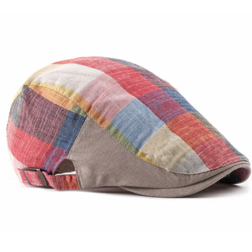 Herren Damen Bunt Kariert Schiebermütze Gatsby Fahren Flatcap Freizeit Mütze Hut