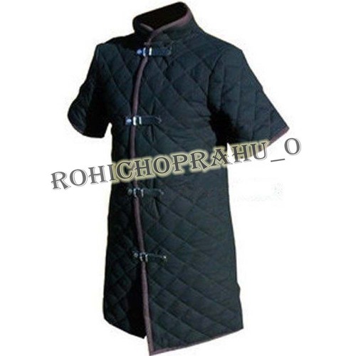 Details about / Thick Black Color Viking Gambeson Medieval Padded Collar CHU/_0360