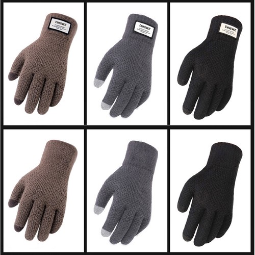 Men Women Winter Warm Kint Full Finger Fleece Lined Touch Screen Thermal Gloves