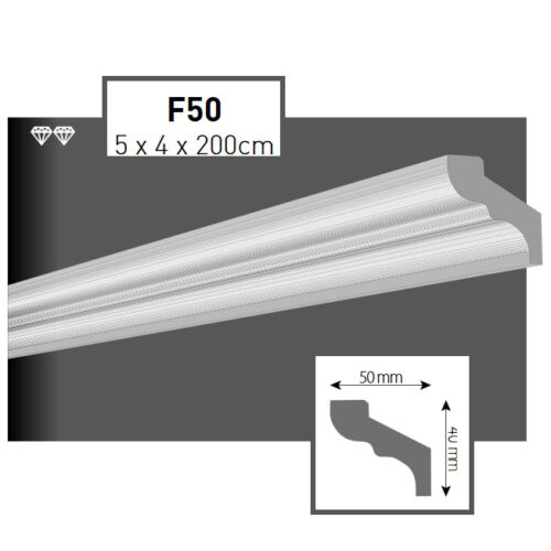 30 Meter Styroporleisten Zierprofile Stuckprofile Stuckleiste Dekor 50x40mm F50