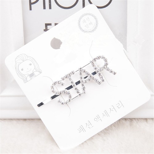 Frauen Mädchen Kristall Strass Wörter Haarnadel Haarspange Clip Haarschmuck