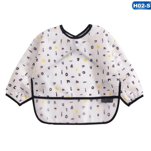 Baby Kids Bib Feeding Waterproof Long Sleeve Short Shirt Toddler Painting Pocket