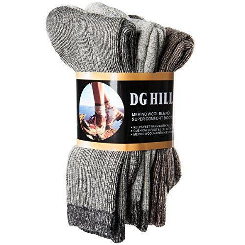 3 Pairs Thermal 80% Merino Wool Socks Thermal Hiking Crew Black/Brown/Grey Mens 3 Pairs Thermal 80% Merino Wool Socks Thermal Hiking Crew Black/Brown/Grey Mens