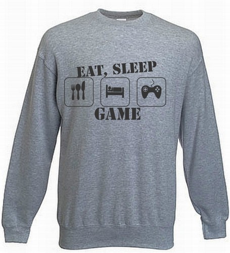 EAT SLEEP GAME 2 JUMPER GAMER SWEATER XBOX SWEATSHIRT GAMING KIDS 5-15