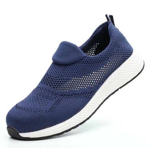 Damen Herren Mesh Sicherheitsschuhe Stahlkappe Arbeitsstiefel Schlüpfen Sneakers