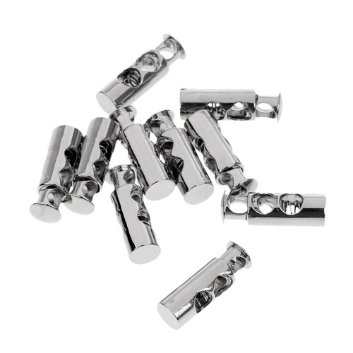 10Pcs Antique Silver Barrel Spring Cord Locks Stoppers Drawstring Toggles