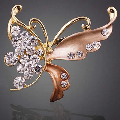 Femmes cristal broche papillon broches Jeans collier fête de mariage bijoux