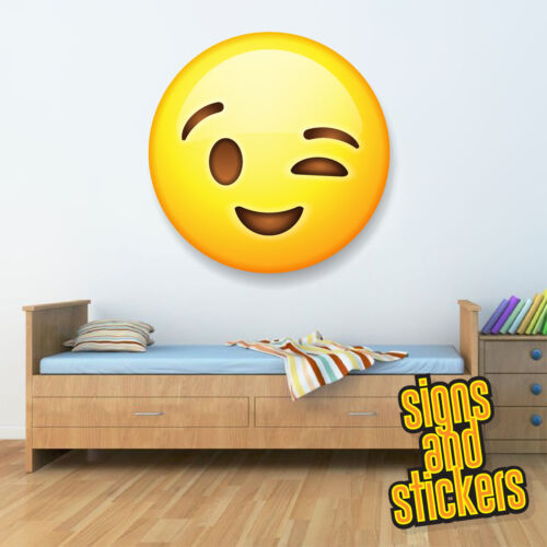 Emoji Wink large vinyl wall car decal sticker 4 sizes bedroom em16 