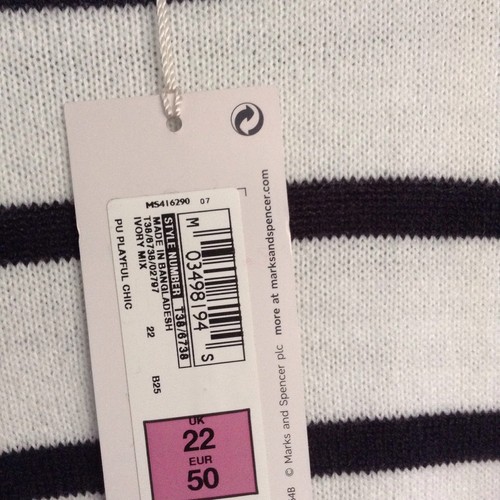 BNWT LADIES JUMPER M/&S PER UNA SIZE 22 IVORY MIX STRIPES