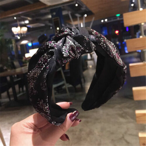 Women Headband Twist Hairband Bow Knot Cross Tie Wide Headwear Hair Band Hoop