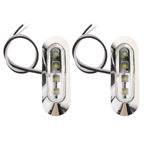 2 Pieces Truck Trailer Marine Boat 4LED Side Marker Indicators Lights White