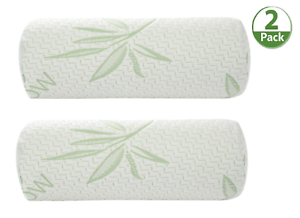 Bamboo Cylinder Neck Pillow Rol Cervical Bolster Round Pillow Memory Foam 2 pack
