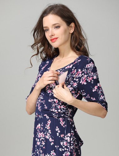 NEW MATERNITY BREASTFEEDING NURSING MAXI DRESS JILBAB SIZE M L 10 12 14 16 SALE