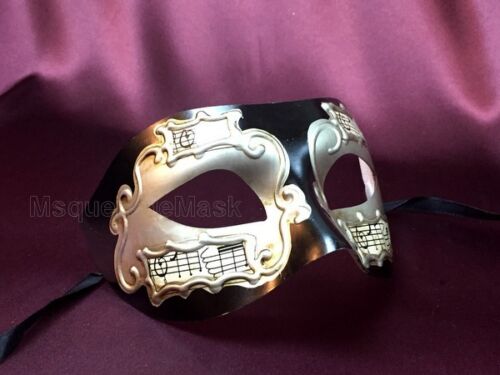 Boys Mens Black Silver Masquerade Mask Halloween Costume Black tie Party Mask