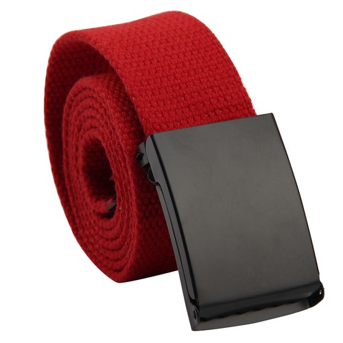 Womens Mens Cotton Fabric Canvas Belt Army Combat Webbing Black Buckle